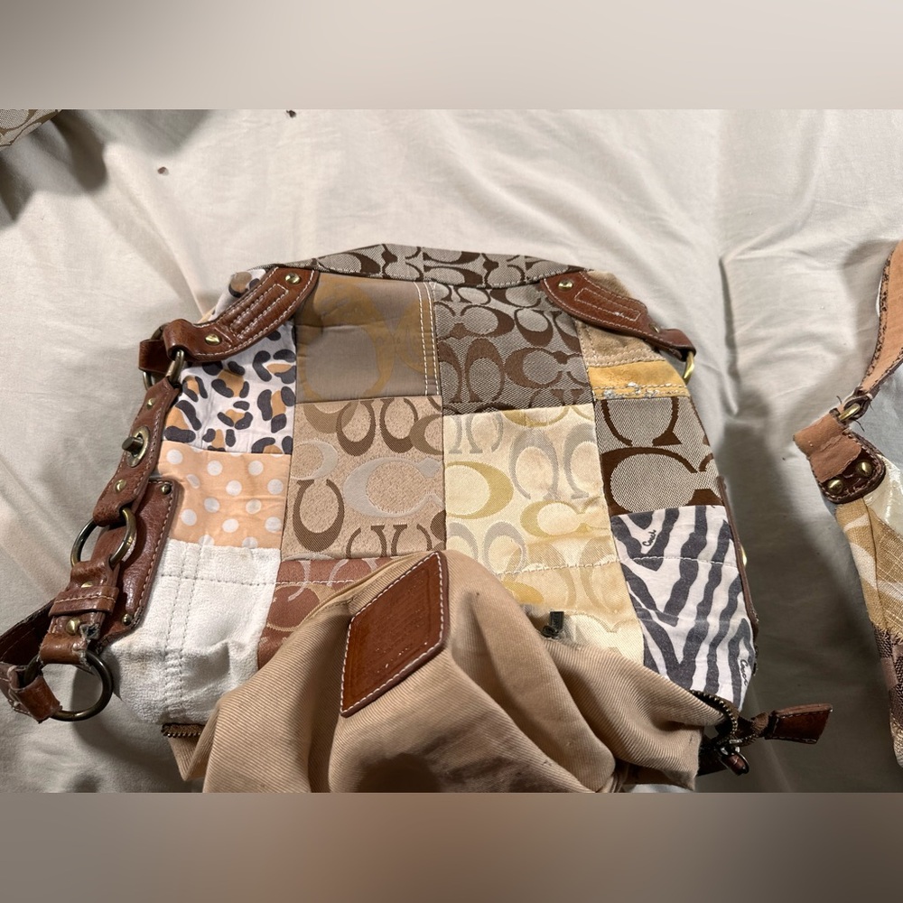 Coach Patchwork Vintage Brown Shoulder Bag Set Of 3 Rough Condition Y2K 90s 2000 - Picture 13 of 16